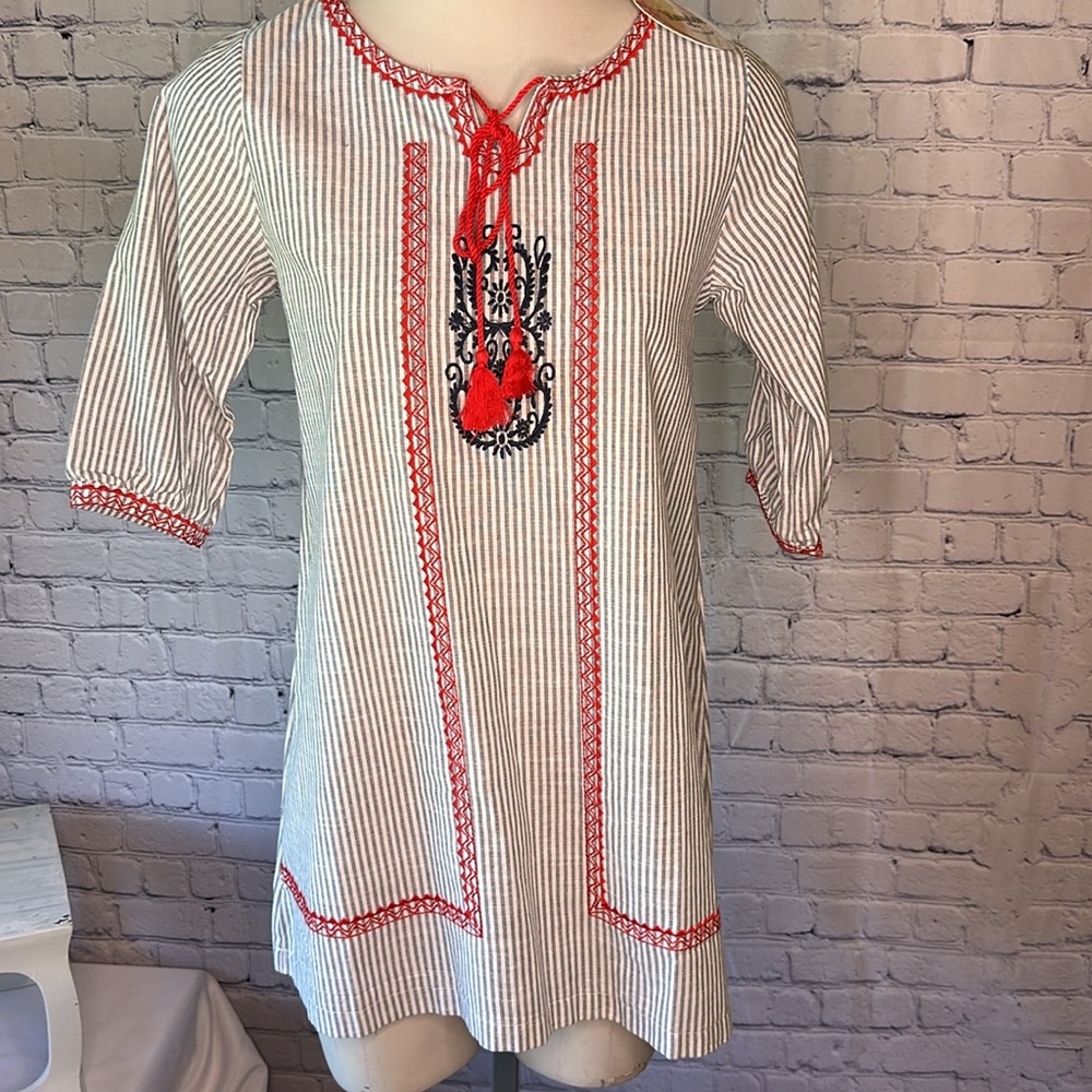 HAYDEN Girls Striped Dress with Embroidery NWT size 11/12